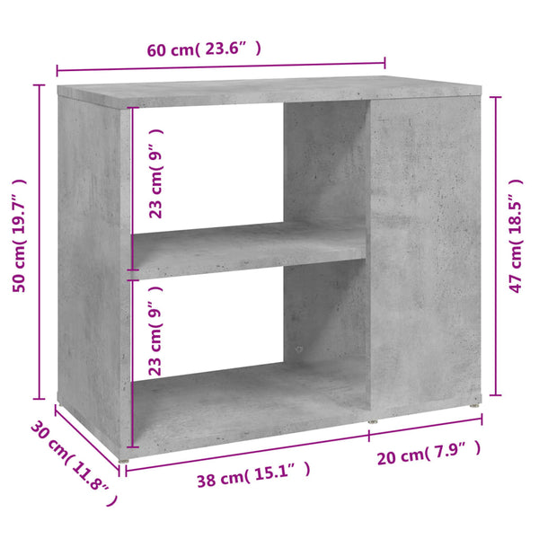 Betongrauer Beistelltisch 60x30x50 cm