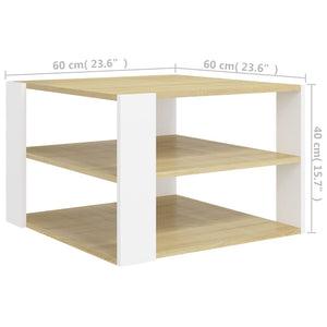 Couchtisch Sonoma Eiche Weiß 60x60 cm
