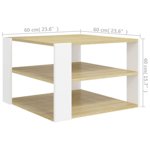 Couchtisch Sonoma Eiche Weiß 60x60 cm