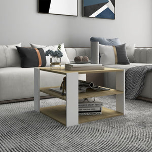 Couchtisch Sonoma Eiche Weiß 60x60 cm