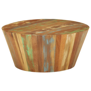 vidaXL Table basse Ø65x31 cm en bois de récupération massif