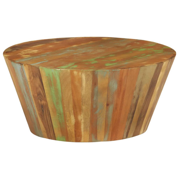vidaXL Table basse Ø65x31 cm en bois de récupération massif