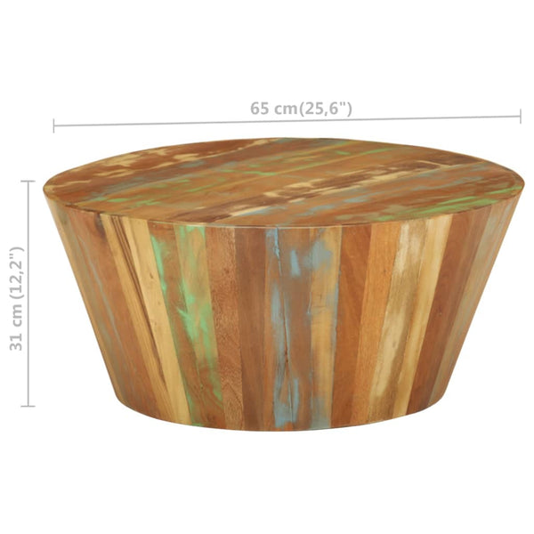 vidaXL Table basse Ø65x31 cm en bois de récupération massif