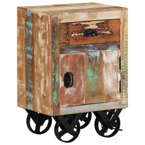 vidaXL Table de chevet à roulettes 40x30x57 cm bois de récupération massif