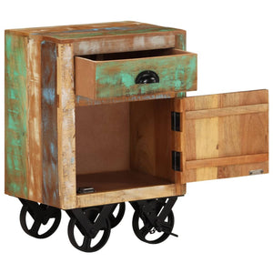 vidaXL Table de chevet à roulettes 40x30x57 cm bois de récupération massif