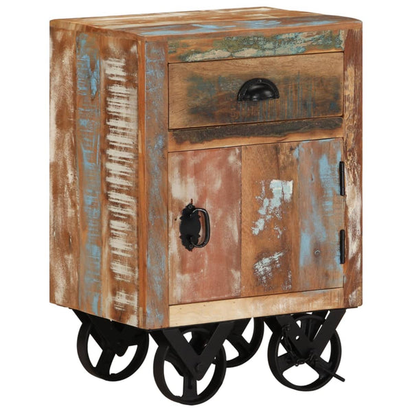 vidaXL Table de chevet à roulettes 40x30x57 cm bois de récupération massif