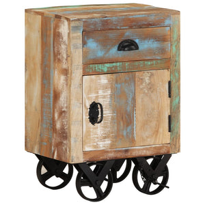 vidaXL Table de chevet à roulettes 40x30x57 cm bois de récupération massif
