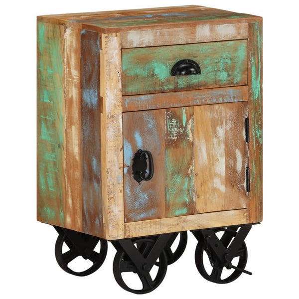 vidaXL Table de chevet à roulettes 40x30x57 cm bois de récupération massif