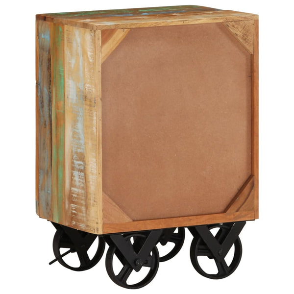 vidaXL Table de chevet à roulettes 40x30x57 cm bois de récupération massif