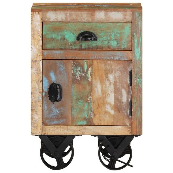 vidaXL Table de chevet à roulettes 40x30x57 cm bois de récupération massif