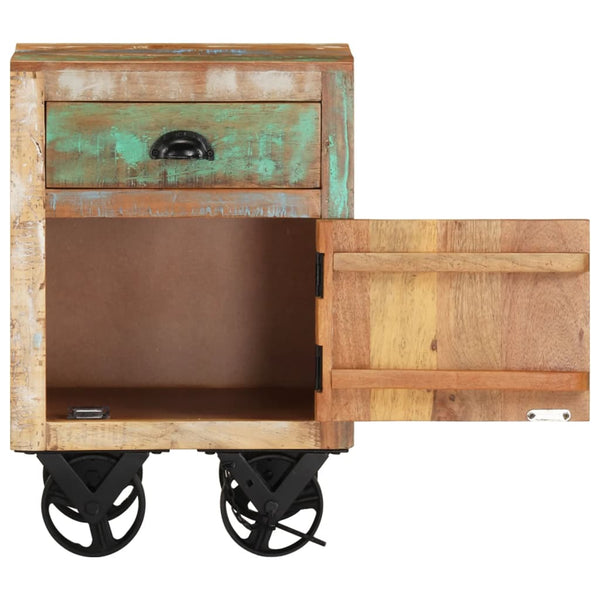 vidaXL Table de chevet à roulettes 40x30x57 cm bois de récupération massif