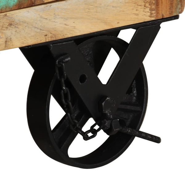 vidaXL Table de chevet à roulettes 40x30x57 cm bois de récupération massif