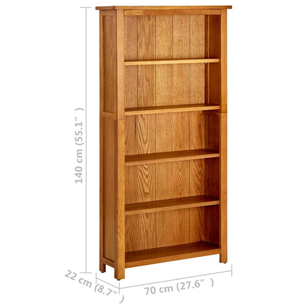 Eiche Bücherregal 5 Fächer 70x140 cm