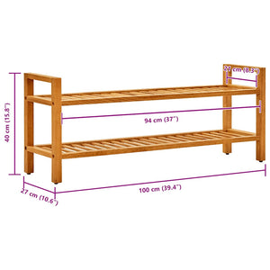 Massivholz Schuhregal Eiche 2 Etagen