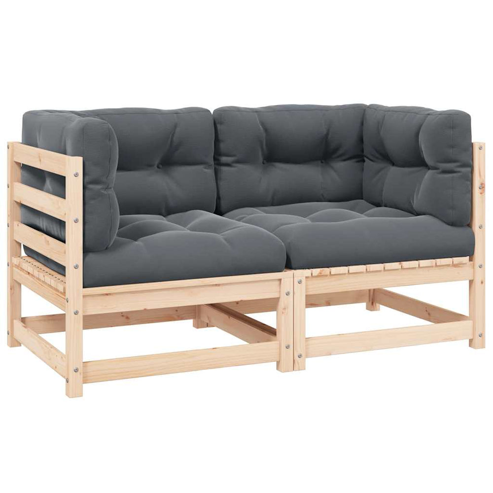 vidaXL Canapés d'angle de jardin 2 pcs avec coussins Bois de pin massif