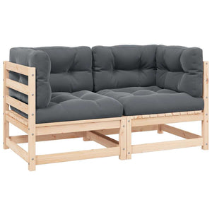 vidaXL Canapés d'angle de jardin 2 pcs avec coussins Bois de pin massif