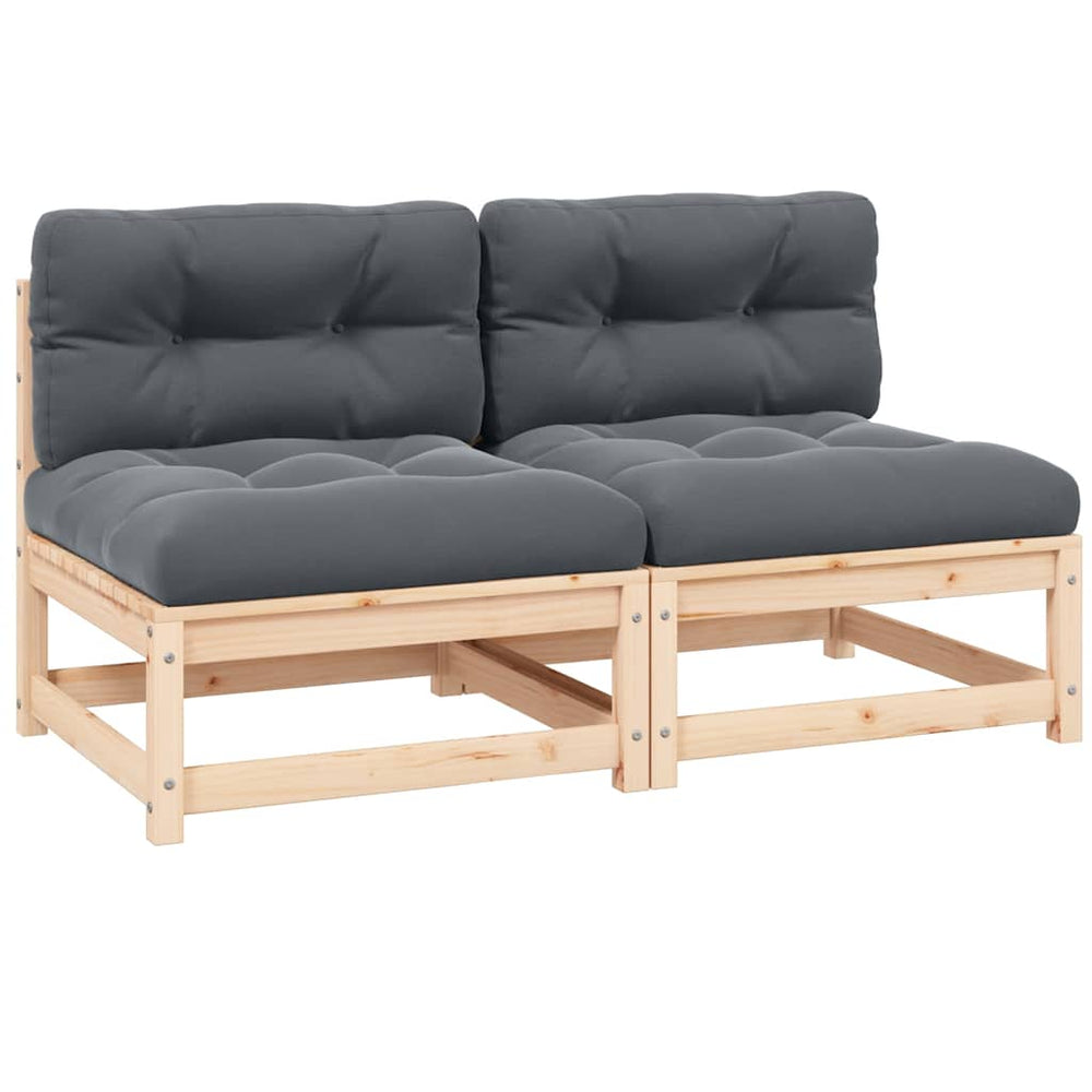 vidaXL Canapés centraux de jardin avec coussins 2 pcs Bois de pin massif