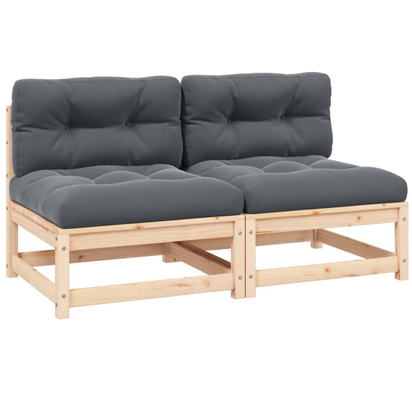 Garten Mittelsofas Kiefer mit Kissen 2er Set