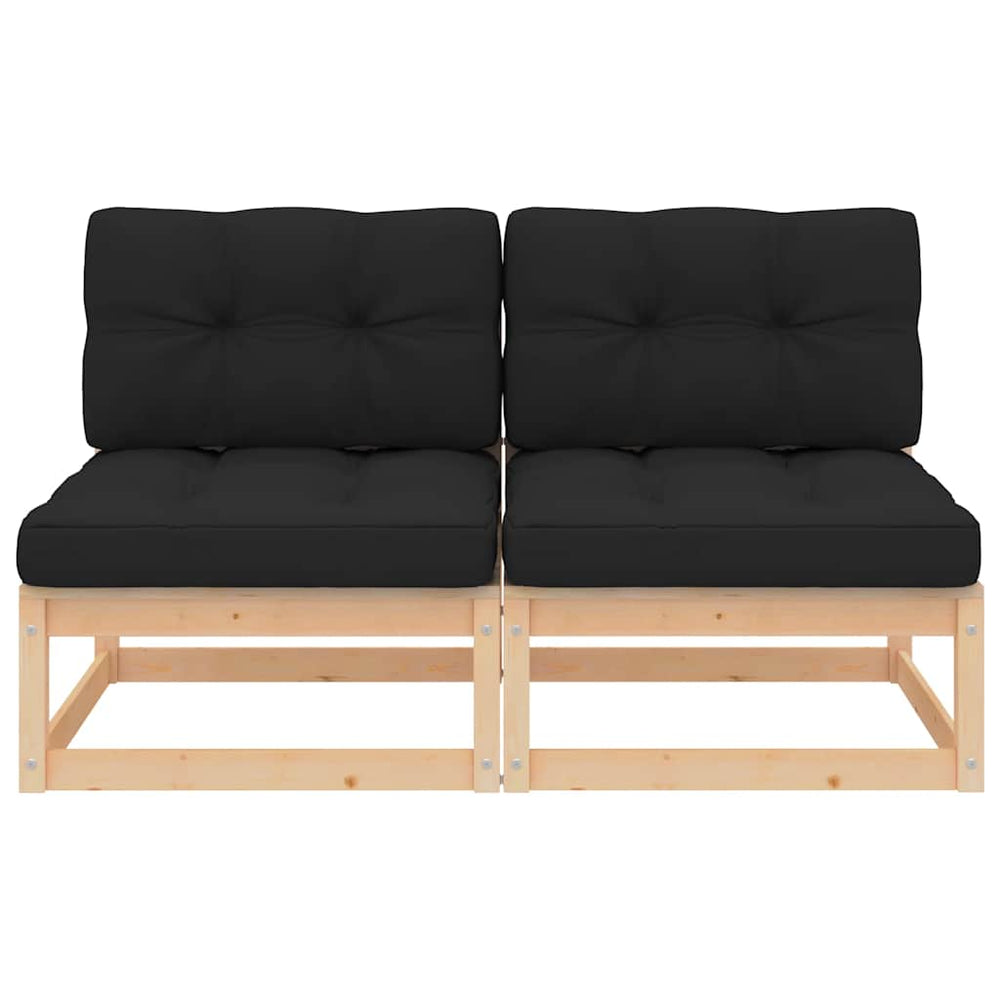 vidaXL Canapés centraux de jardin avec coussins 2 pcs Bois de pin massif