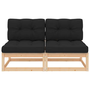 Garten Mittelsofas Kiefer mit Kissen 2er Set