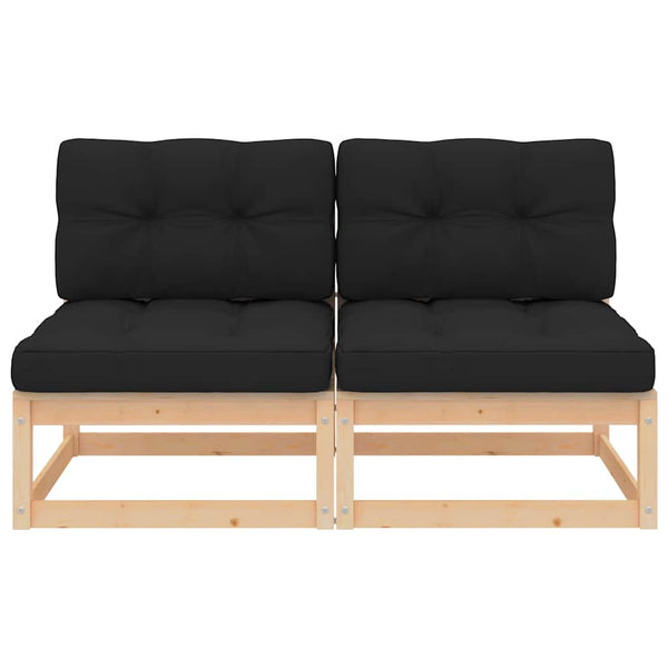 Garten Mittelsofas Kiefer mit Kissen 2er Set