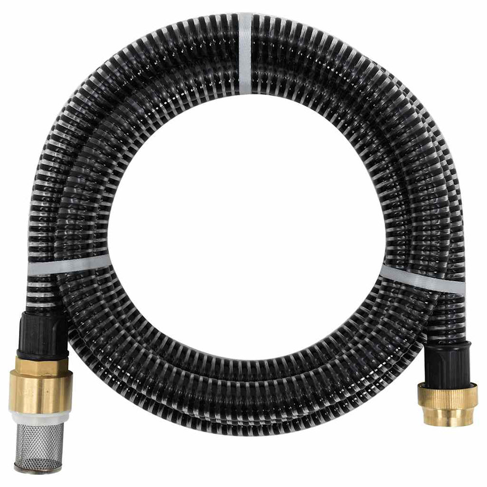 Saugschlauch mit Messing-Anschlüssen Schwarz 1,1" 3 m PVC