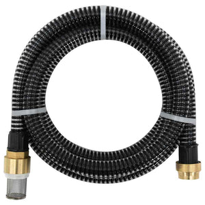 Saugschlauch mit Messing-Anschlüssen Schwarz 1,1" 5 m PVC