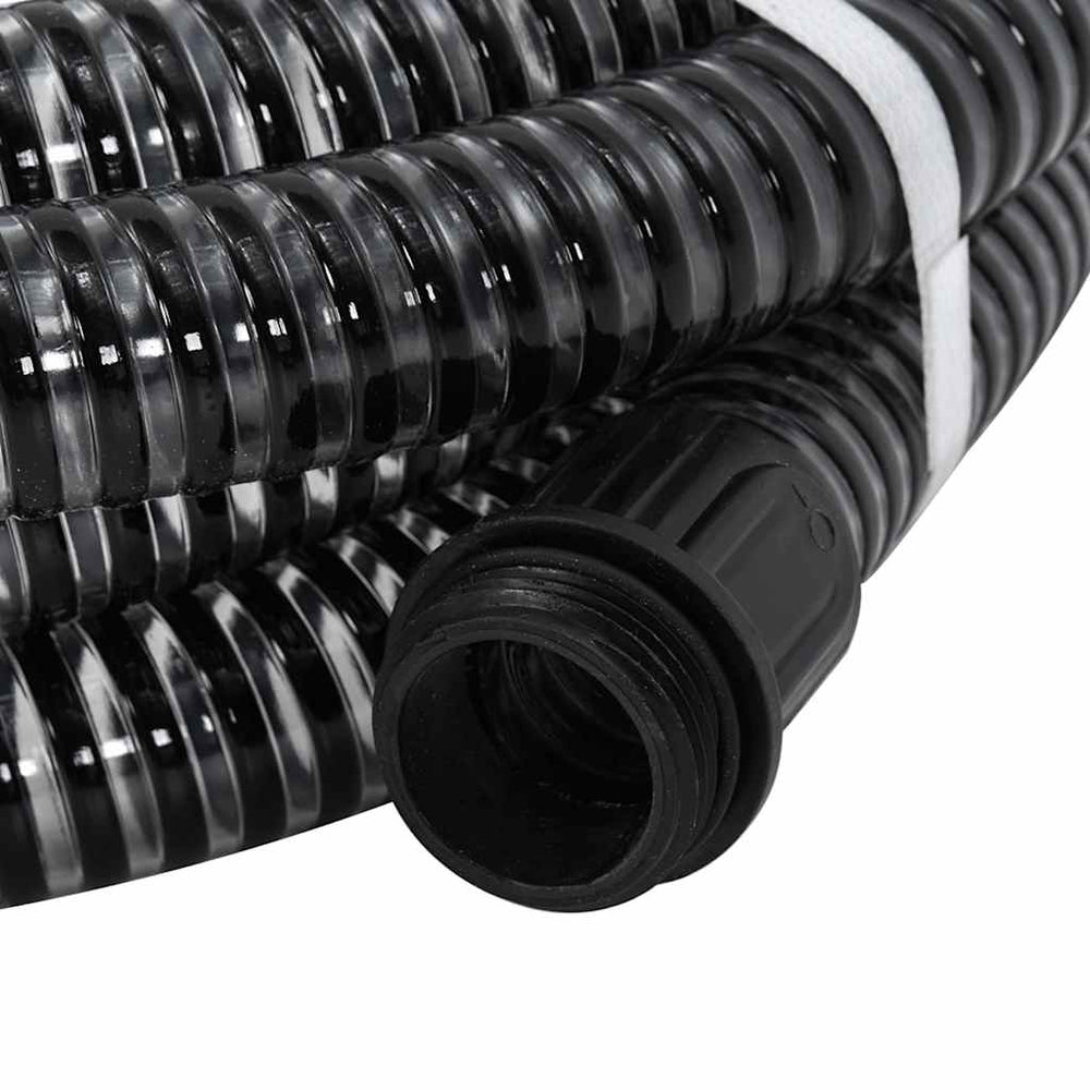 Saugschlauch mit Messing-Anschlüssen Schwarz 1,1" 7 m PVC