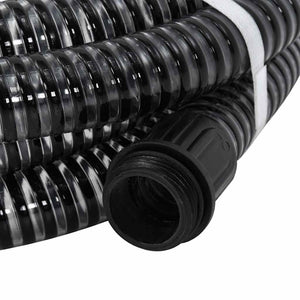 Saugschlauch mit Messing-Anschlüssen Schwarz 1,1" 7 m PVC