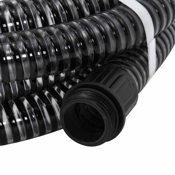 Saugschlauch mit Messing-Anschlüssen Schwarz 1,1" 7 m PVC