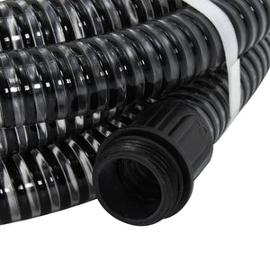 Saugschlauch mit Messing-Anschlüssen Schwarz 1,1" 10 m PVC