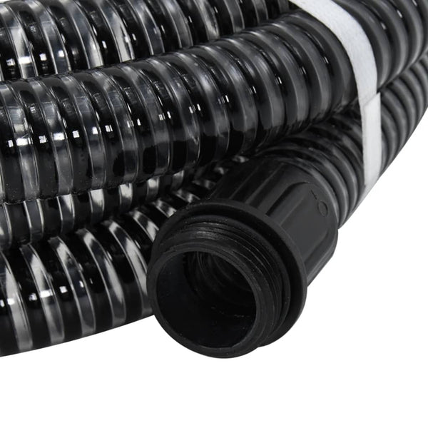 Saugschlauch mit Messing-Anschlüssen Schwarz 1,1" 10 m PVC