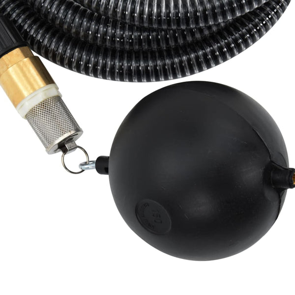 Saugschlauch mit Messing-Anschlüssen Schwarz 1,1" 10 m PVC