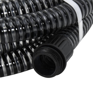 Saugschlauch mit Messing-Anschlüssen Schwarz 1,1" 15 m PVC