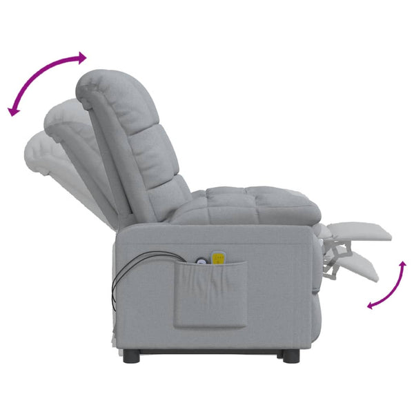 Massagesessel Elektrisch Hellgrau Stoff