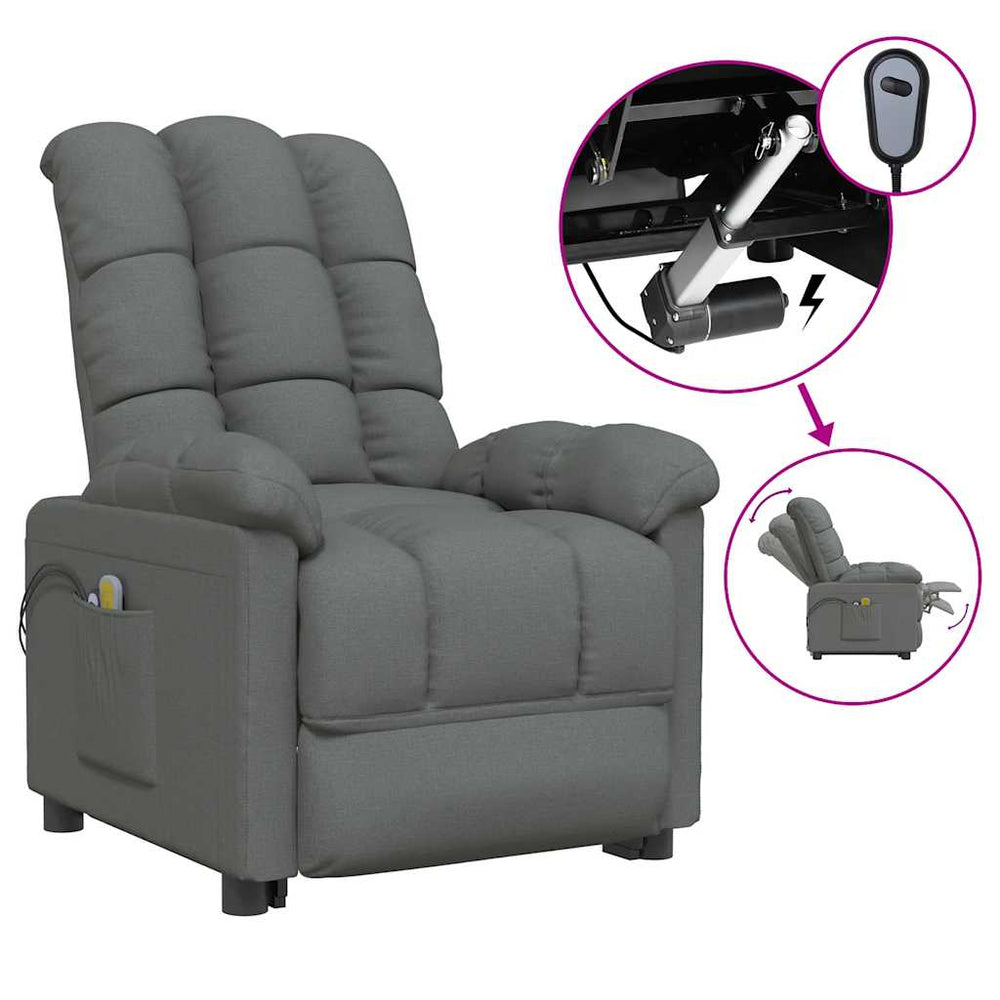 Massagesessel Elektrisch Dunkelgrau Stoff