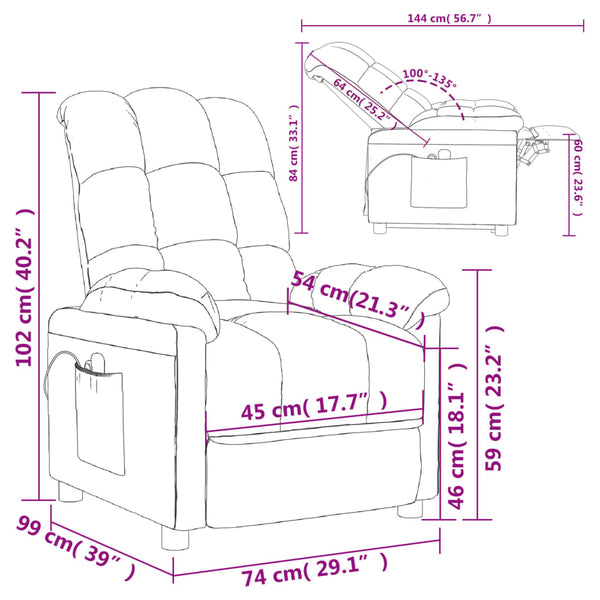 Massagesessel Elektrisch Schwarz Stoff