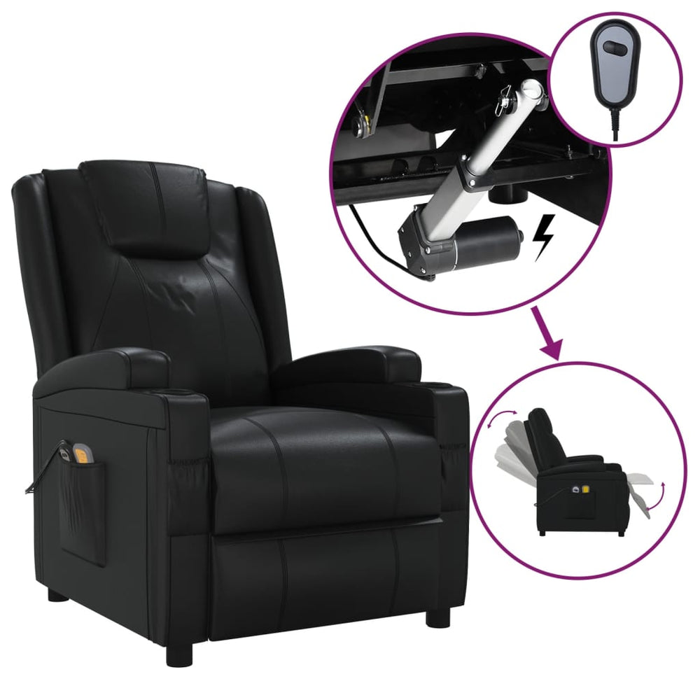 Massagesessel Elektrisch Schwarz Kunstleder