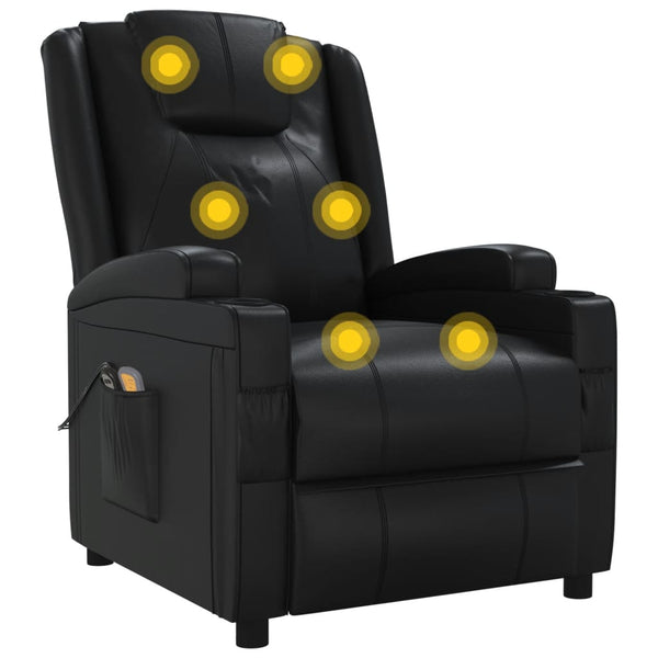 Massagesessel Elektrisch Schwarz Kunstleder