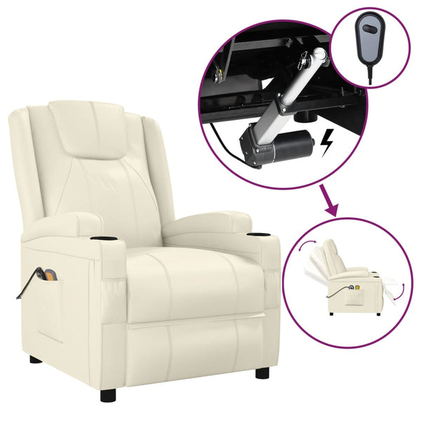 Massagesessel Elektrisch Cremeweiß Kunstleder