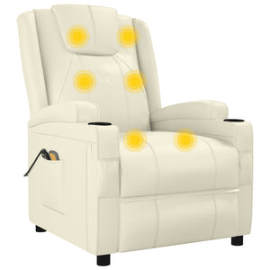 Massagesessel Elektrisch Cremeweiß Kunstleder