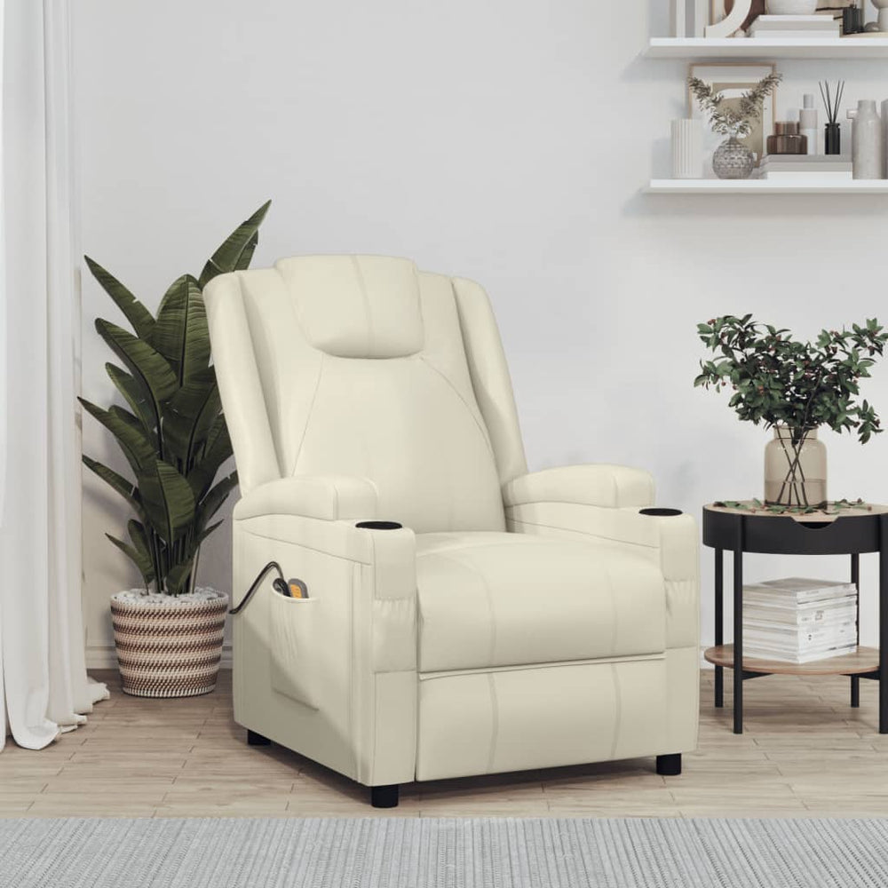 Massagesessel Elektrisch Cremeweiß Kunstleder