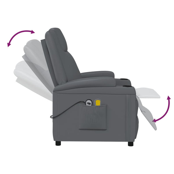 Massagesessel Elektrisch Anthrazit Kunstleder