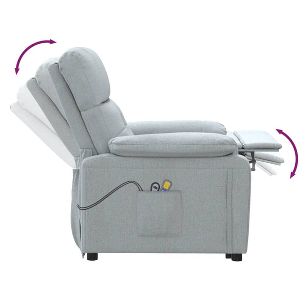 Massagesessel Elektrisch Hellgrau Stoff