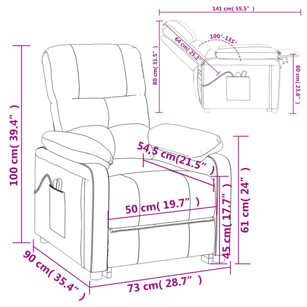 Massagesessel Elektrisch Schwarz Stoff