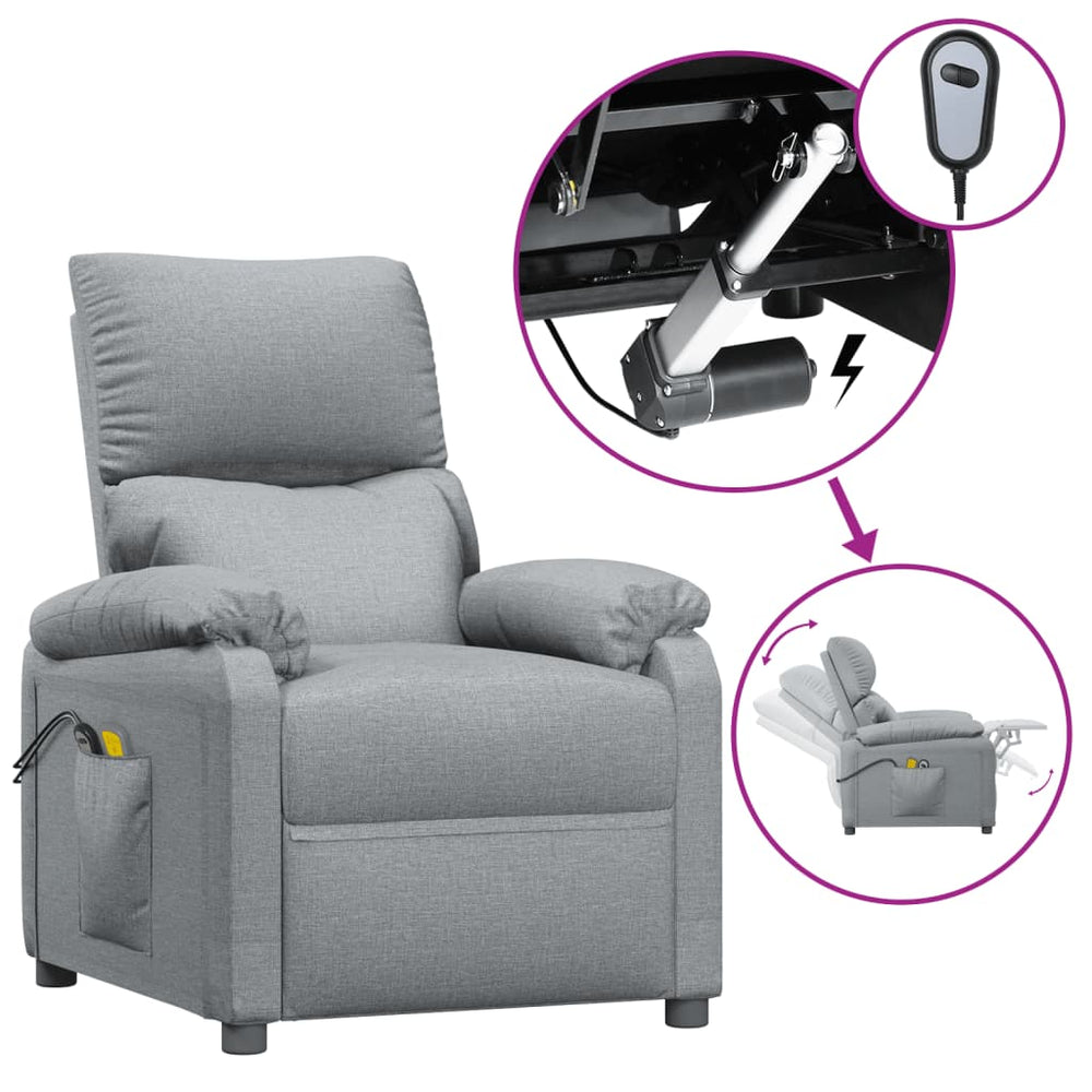 Massagesessel Elektrisch Hellgrau Stoff