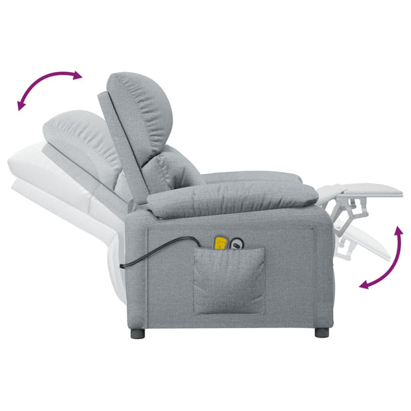 Massagesessel Elektrisch Hellgrau Stoff
