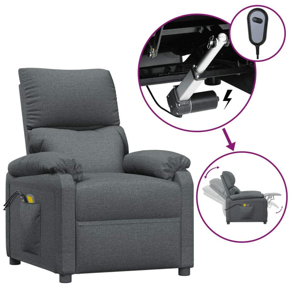 Massagesessel Elektrisch Dunkelgrau Stoff
