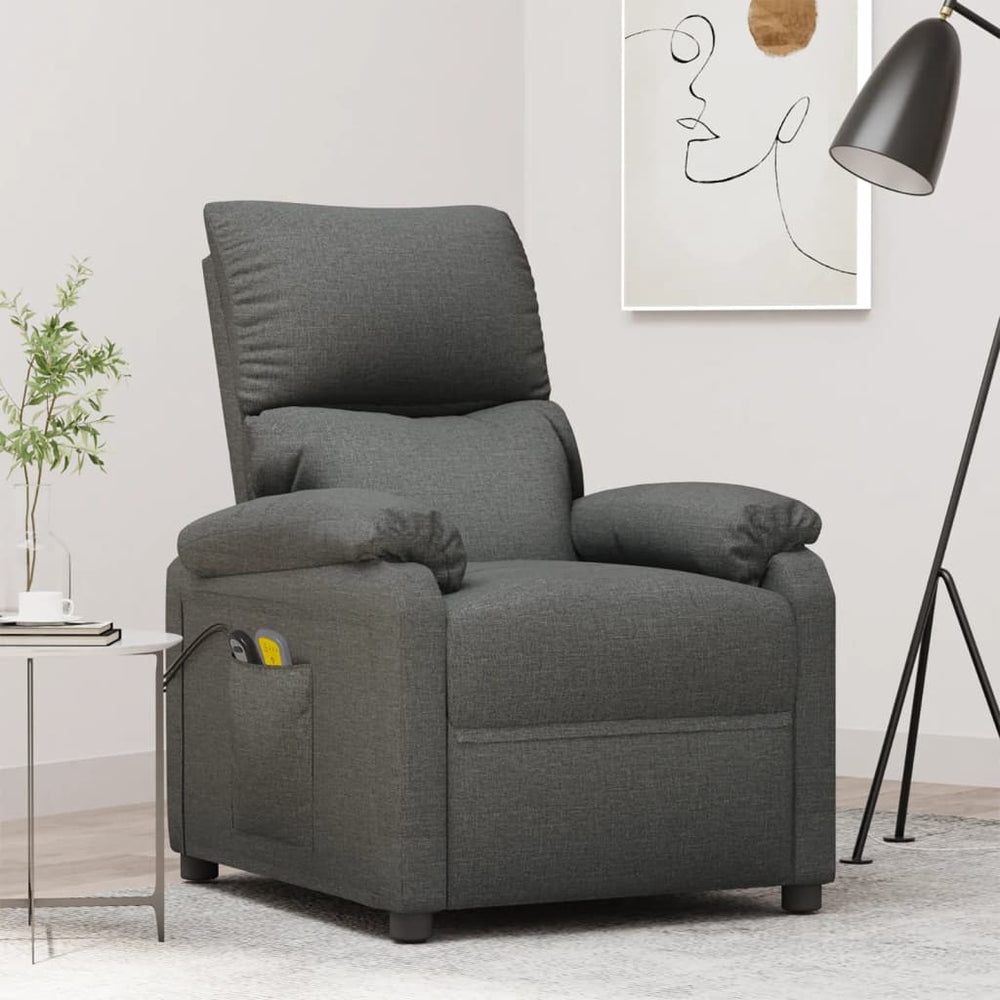 Massagesessel Elektrisch Dunkelgrau Stoff