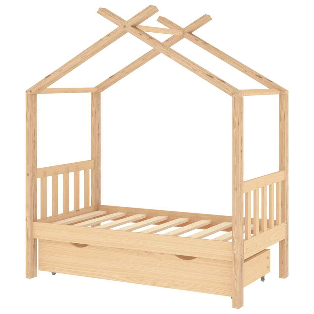 Kinderbett Kiefer Massivholz mit Schublade 70x140 cm